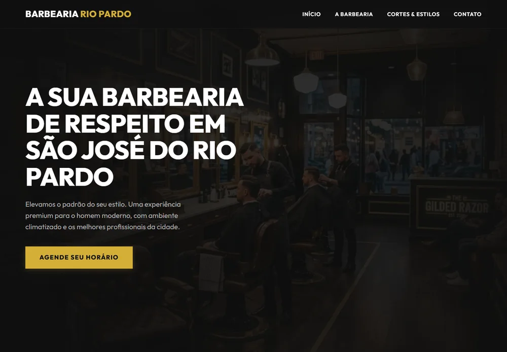 Tela real do site Barbearia Rio Pardo